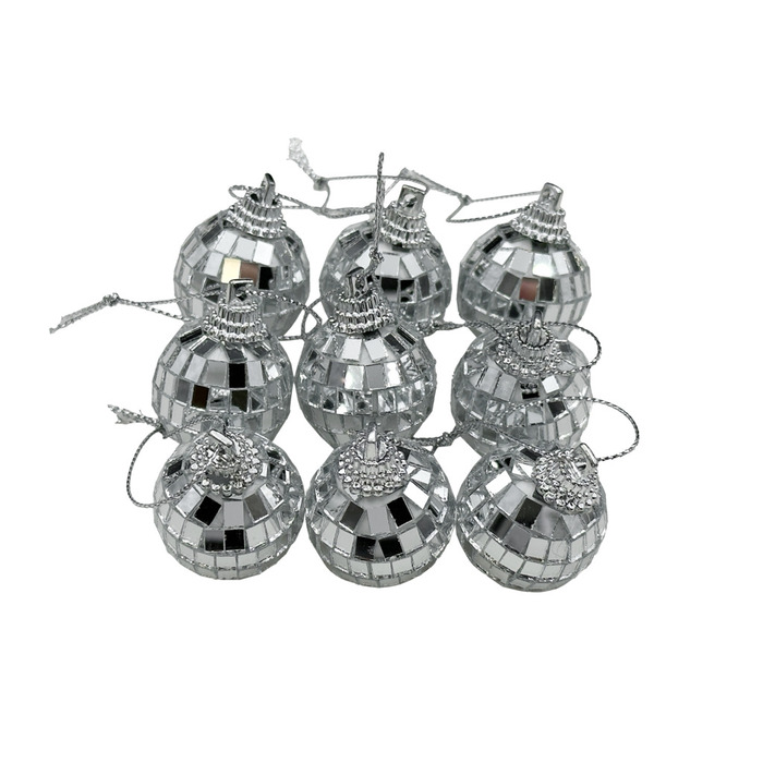 Discokuler sølv Ø3 cm 9-pk.